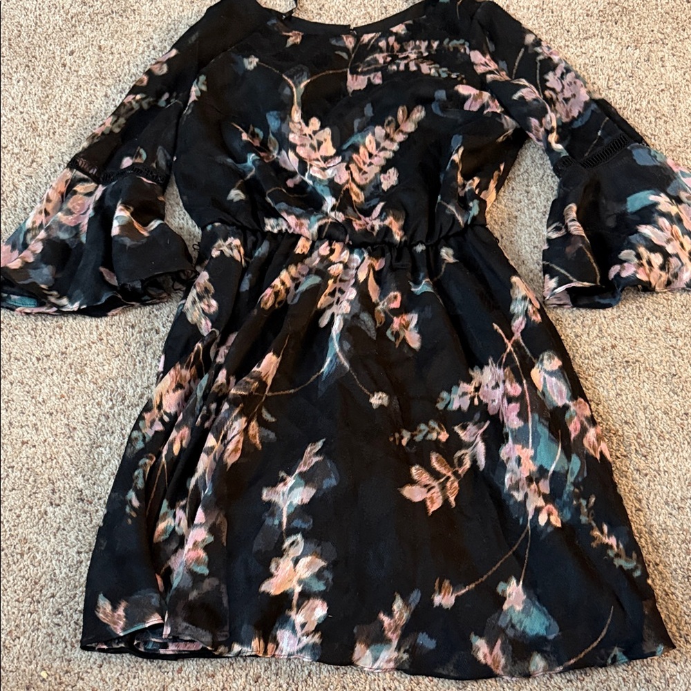 Vince Camuto Black and Pink Patterned Dress